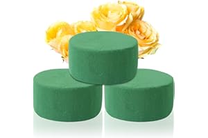 MIDELONG Round Floral Foam Blocks, 3.2" X 1.6" Green Wet Dry Flower Foam Plant Foam for Fresh & Artificial Wedding Aisle Flower Arrangements Party Decoration DIY Craft, Pack of 3