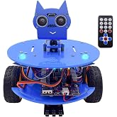 Adeept Smart Car Kit(Compatible with Arduino IDE), Line Tracking, Obstacle Avoidance, OLED Display, Ultrasonic Sensor, Wireless Remote Control, DIY STEM Educational Robot Car Kit (Blue)