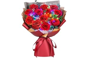 ADDWel 12 Preserved Red Roses Bouquet - Real Roses That Last 3+ Years, Romantic Christmas, Anniversary & Birthday Gifts for Wife, Girlfriend - A Dozen Flowers for Delivery, Present for Her, Mom