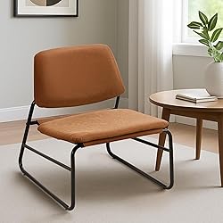 DAICO PU Faux Leather Orange Modern Accent Chair