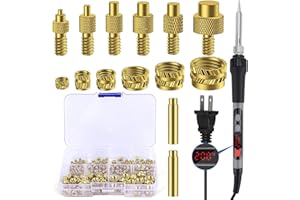 AOPULE Heat-Set Insert Tip Set,100W LED Soldering Iron Kit Adjustable Temperature 180-520°C with 130PCS Threaded Inserts M2/M