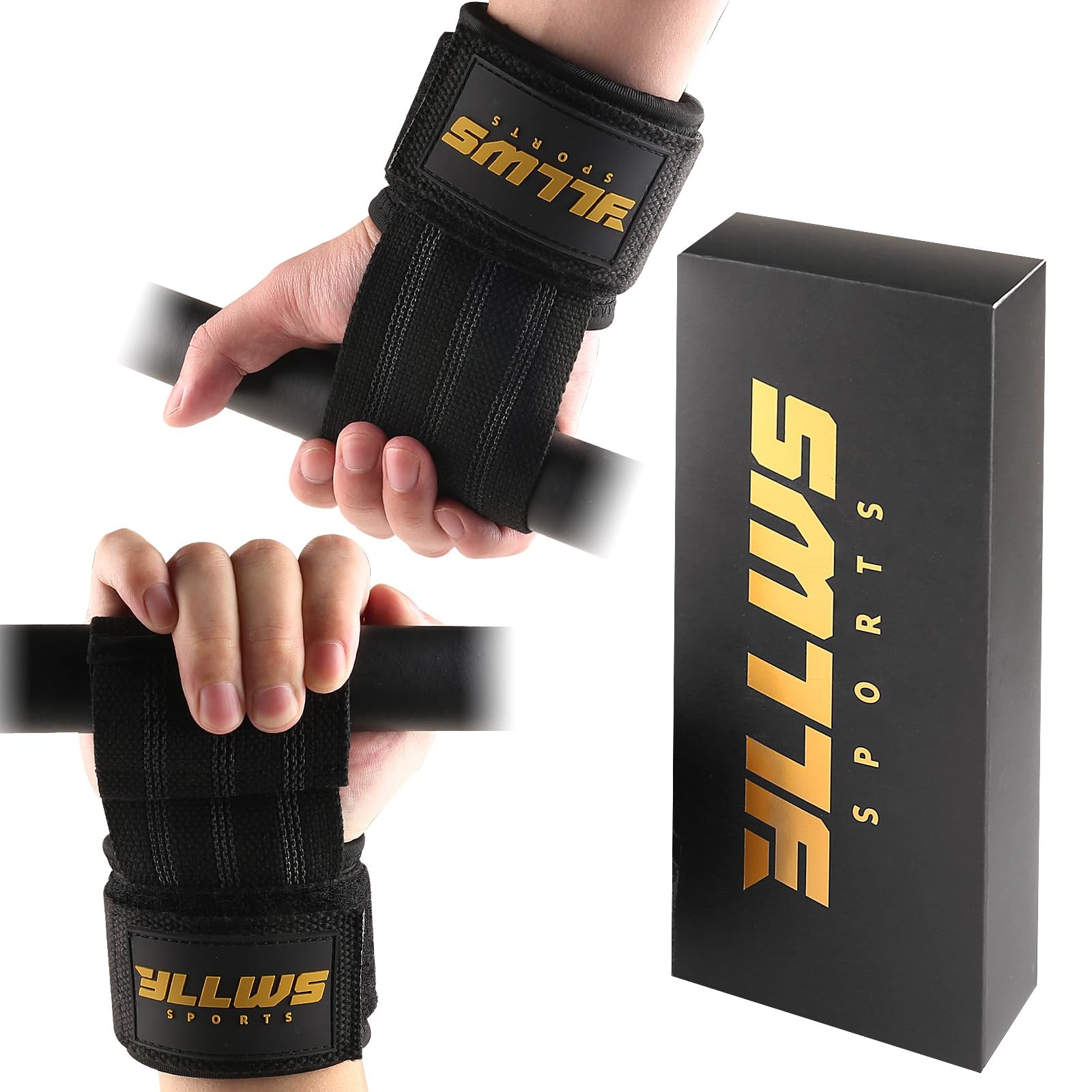 Yllws Sports Professional Lifting Straps for Strength Training with Powerlifting, Crossfit, Fitness, Lifting Straps for Women, Men, Perfect for Bodybuilding, Deadlifts, Neoprene Padding and Cotton.