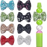 CRAFTYMELODY 8Pcs Bow Focal Beads for Pen 8 Color Bow Clay Rhinestone Beads for Beadable Pens Jewelry Making Accessory Supplies Keychain Bracelets Necklace Charms Pendants DIY Craft