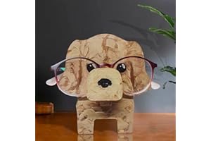 KAHBIN 2023 Handmade Animal Glasses Storage Rack, 5.9" Wooden Animal Glasses Holder, Handmade Eyeglass Holder, Sunglasses Spectacle Display Rack for Home Decor Christmas Birthday Gifts (Golden Retriever)