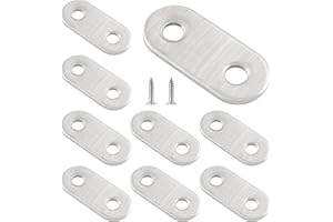 Bivethoi 20pcs Flat Straight Brace Bracket 1-1/2 Inch Brace Plate Connector, Stainless Steel Mending Plates Small Flat Bracket with Screws, Heavy Duty Straight Brace for Wood Cabinet (Silver)