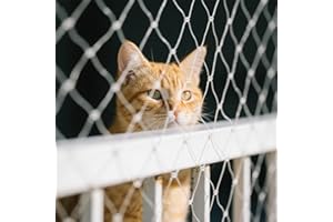 FUNVALLEY SURPERFECT Cat Netting Balcony Netting for Pets(10 * 33ft) Anti-Fall Fence Net Dog Fence Nets Transparent Nylon Pet Mesh Fence Balcony Safety Net for Patio, Balcony, Rail, Stairs, Terraces
