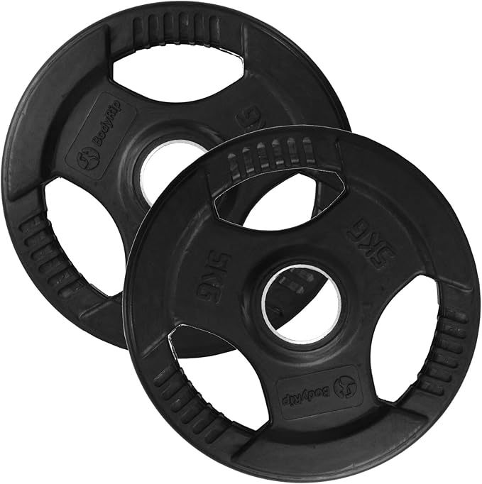 BodyRip Unisex Tri Grip Rubber Encased Olympic Weight PlatesBlack, 2 x