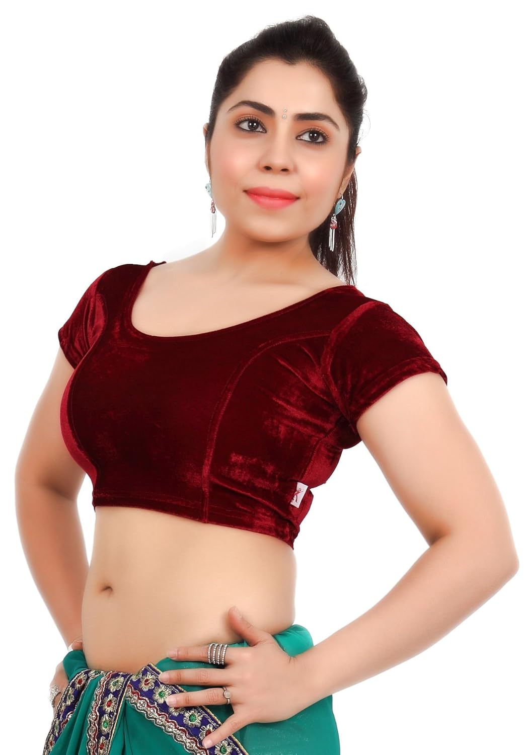 louis fashion velvet fabric women blouse (2074-bl-maroon01)