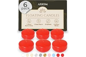AXIOM HOME Axiom Floating Candles 4 Hours Burning Time Dripless Floating Candles for Valentine's Day Natural Hand Rolled Wax Candles for Parties