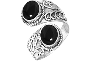 Genuine 925 Sterling Silver Handmade Jewelry Oval Amethyst, Agate, Garnet, Crystal Natural Gemstone Boho Ring For Women