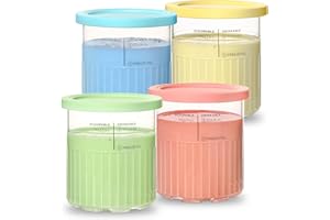 SACUMEA For Ninja Creami Deluxe Pint Containers, Fit for CN501CO NC501 NC500 11-in-1 24oz XL ninja Creami Deluxe Ice Cream Makers - 4 Pack Food Ninja Kitchen Creami Cups Bowls - Dishwasher Safe - BPA Free