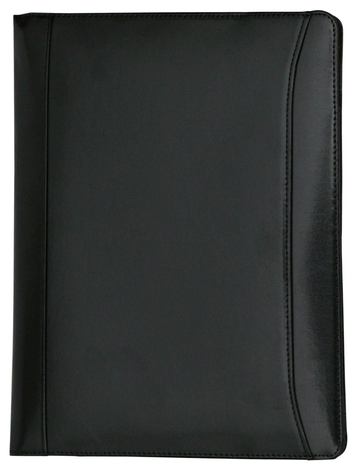 Tassia Milled Leather A4 Conference Folder - Slip in Paper Pocket, Leather I Pad Padfolio A4 Business Document Case, Leather Padfolio Document Folder - Black
