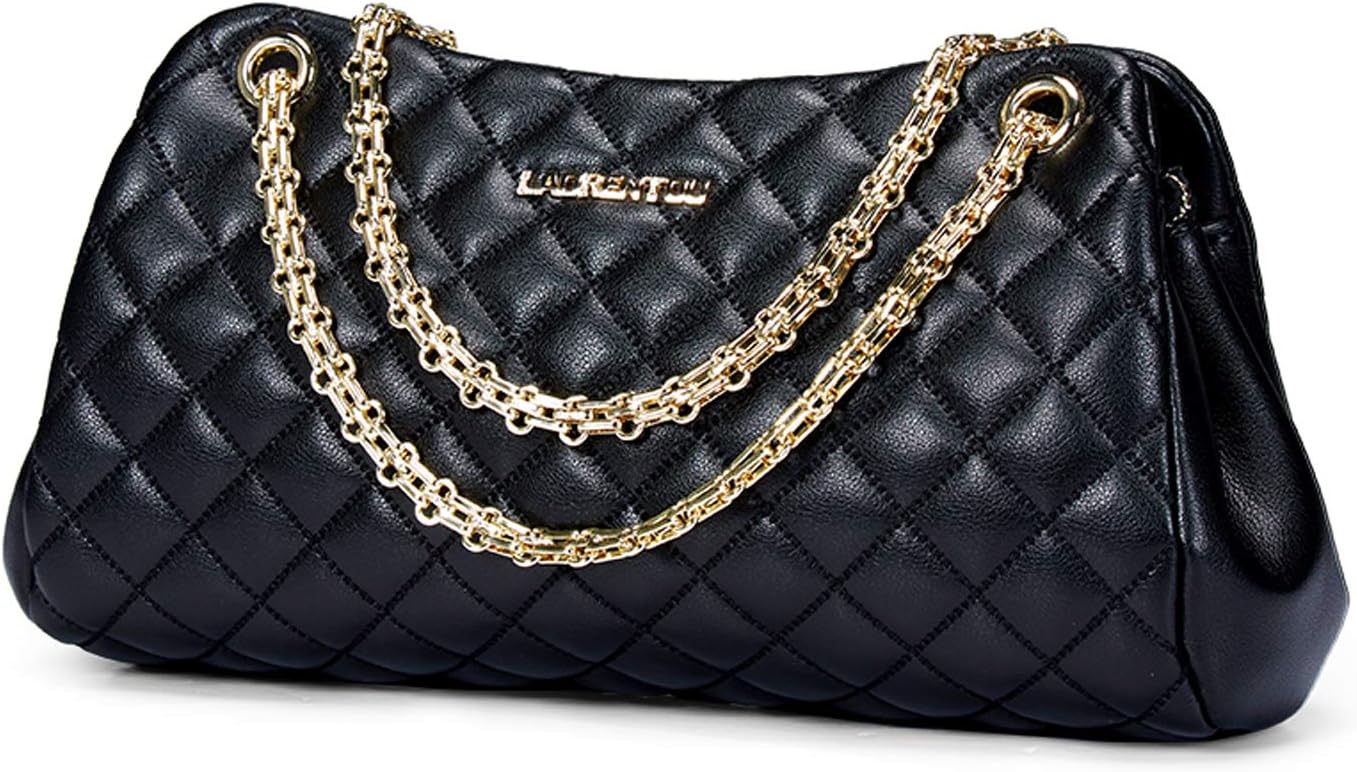 LAORENTOU Women Crossbody Shoulder Bag Soft Pillow-shape Women Leather Purse With Metal Chain Strap
