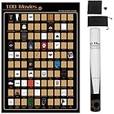 NTZS100 Movies Scratch Off Poster - Top Films of All Time Bucket List (16.5" x 23.4") Christmas Festival Gift for Movie Lovers