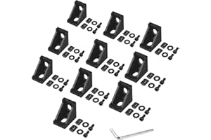 GETLITOOL 10PCS Aluminum Extrusion Profile Connector 2020, Aluminum Profile Connector with Hex Key, Aluminum Extrusion Bracket Connector with Shrapnel Nut for Aluminum Extrusion, 3D Printer