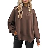 LCRRRN Women's Oversized Sweaters 2025 Crewneck Long Sleeve Batwing Pullover Tops