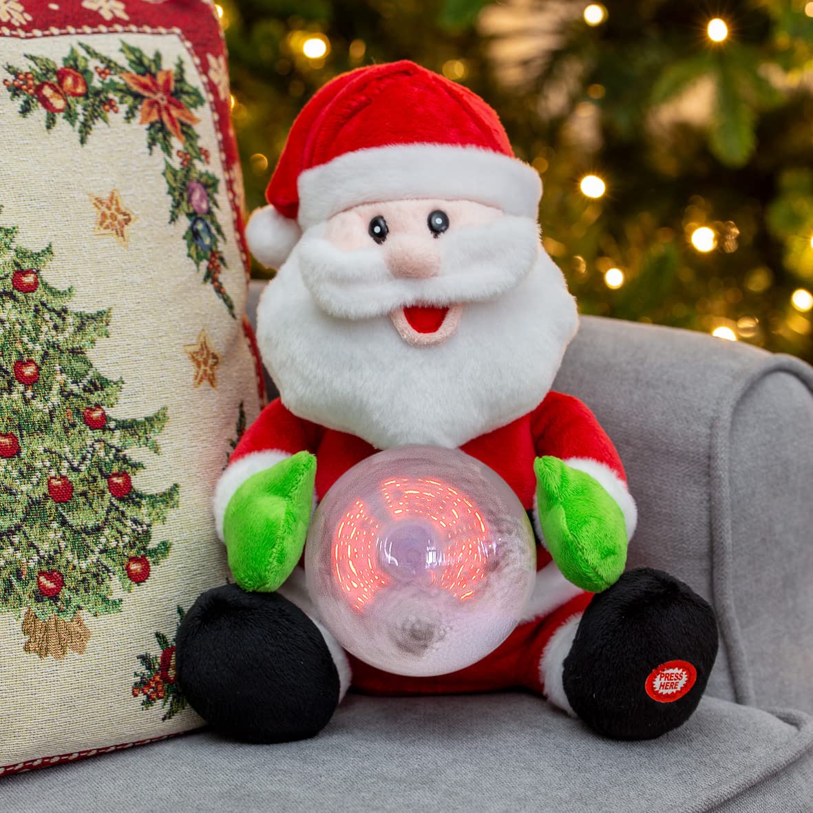 The Christmas Workshop 71249 Santa with Musical Snowball/Animated Singing Musical Toy/Swirling Snowball/Christmas Decoration