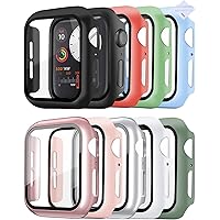 [9 Pack] 40mm Case Compatible with Apple Watch Series 6/5/4/SE 9 Colors iwatch 6/5/4 Glass Screen Protector 40mm Bumper…