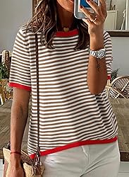 Dokotoo Striped Tops for Women Trendy Summer