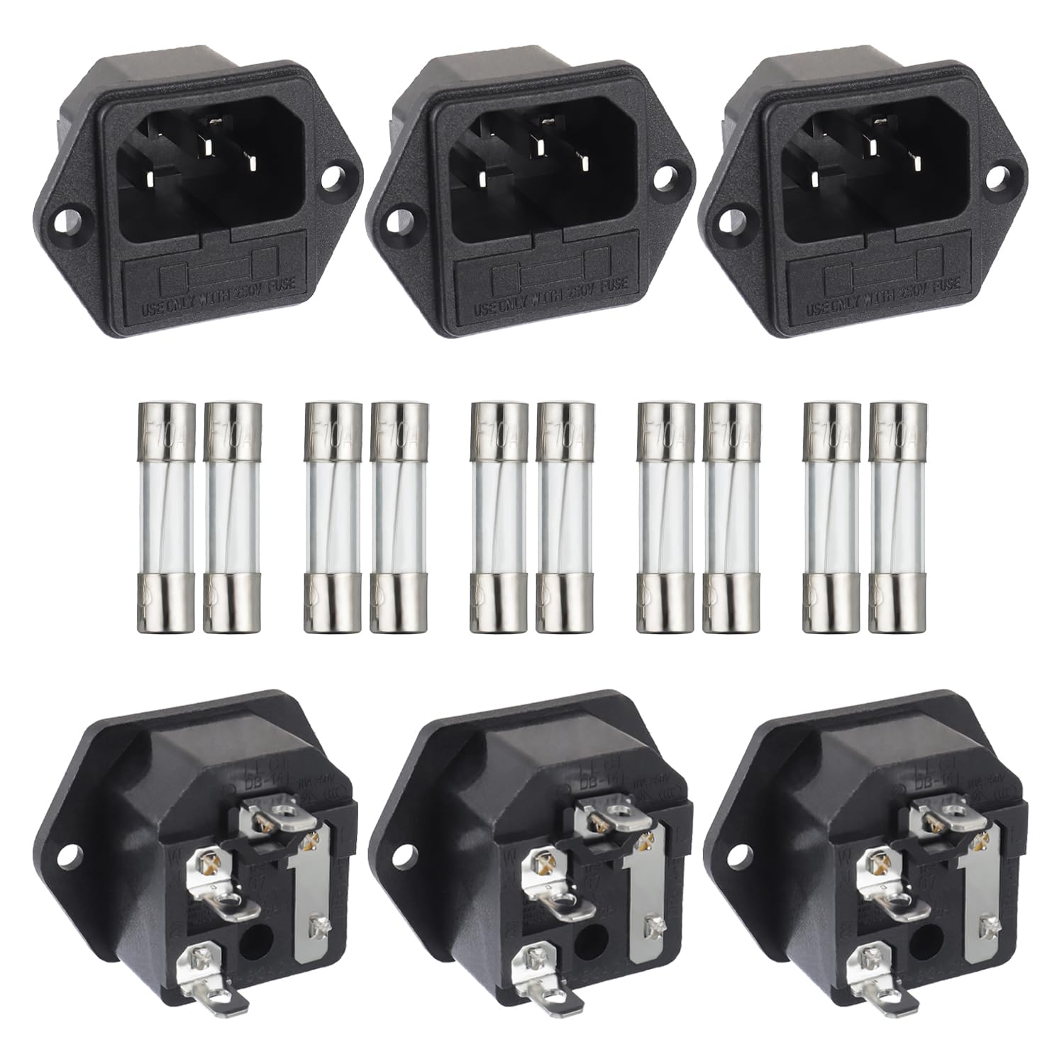 EPLZON AC 250V 10A 2 in 1 Mount Inlet Module Plug