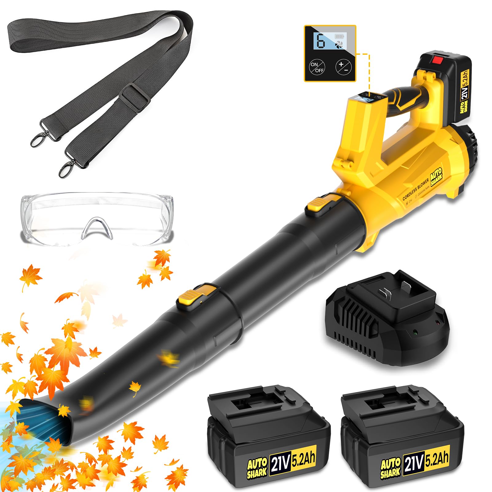 Photo 1 of ***NO BATTERIES***AutoShark 2025 Upgrade Cordless Leaf Blower with 2×4.0Ah Batteries & Fast Charger, 150MPH 500CFM Powerful Cordless Blower, 6-Speed, for Lawn, Yard, Leaves Cleaning