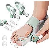 EliaValth 2 PCS Bunion Corrector for Women Big Toe, Adjustable Brace with Knob & Angled Plates for Hallux Valgus Relief & Toe Alignment, Medium Strap