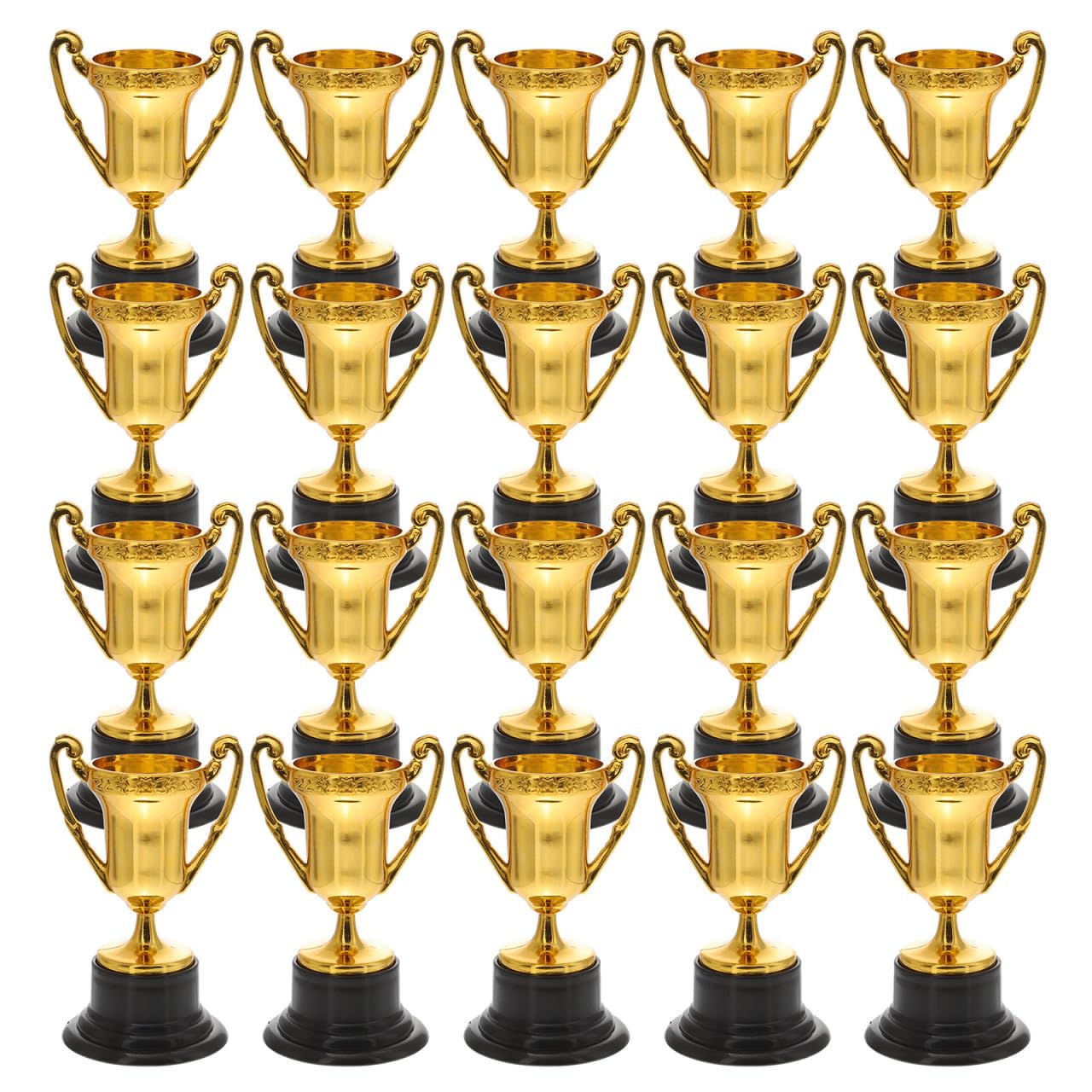 Mini Trophies Set - 20pcs Durable Plastic Trophy Cups with Base - Ideal Reward for Sports Events Competitions Parties School Games Portable Golden Prizes for Baseball