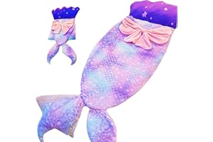 Nalexmi Mermaid Kids Sleeping Bag with Pillow, Large Animal Slumber Bag, Machine Washable, Perfect for Camping, Travel, Sleepovers & Indoor Play, Slumber Bags for Kids with Pillow, Girls