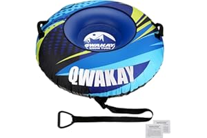 QWAKAY Snow Tube for Sledding Heavy Duty - Snow Sled for Kids and Adult - Large Inflatable Sleds Snow Tubes with Towable Rope - Inner Tube Snow Sledding for Winter Outdoor Sport Fun