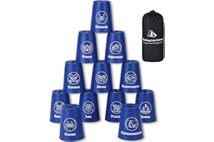 Aivalas Stacking Cups, Constellations Printed Stack Cups Game with 12 PCS Stacking Cups & Durable Carry Bag, Horoscope Stacking Games for Kids Adults Family (Blue)