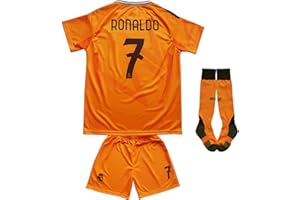 LeenBD Ronaldo No #7 Away Madrid Kids Soccer Jersey Kit Shorts Socks Set Youth Sizes
