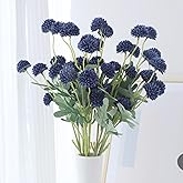 LVEFIT 10 Pcs Navy Blue Fake Mums Long Stem Flowers,Faux Kiku Flower Bulk,Silk Flowers Mini Chrysanthemum Floral Arrangements,Artificial Flowers Chrysanth Mini Fake Flower