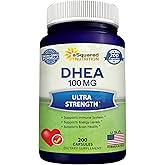 DHEA 100mg Supplement – 200 Capsules – High Potency Dehydroepiandrosterone for Men and Women – Max Strength Pills for Brain Health, Energy, and Immune Function – Formulated in USA, Third-Party Tested