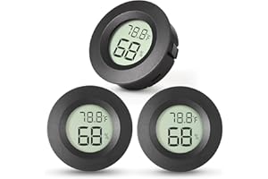 Atogou 3-Pack Mini Hygrometer & Thermometer, Indoor Outdoor Digital Humidity Meter Gauge Temperature, ℉/℃, for Home, Office, Reptile, Car, Greenhouse, Lab, Terrarium, Cellar.. A01 Black