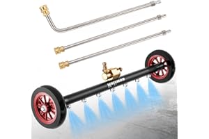 Heliwoo Undercarriage Pressure Washer Attachment 24 Inch Power Washer Water Broom with 7 Nozzles Pressure Washer Water with 3 Pieces Extension Wand 4000 PSI