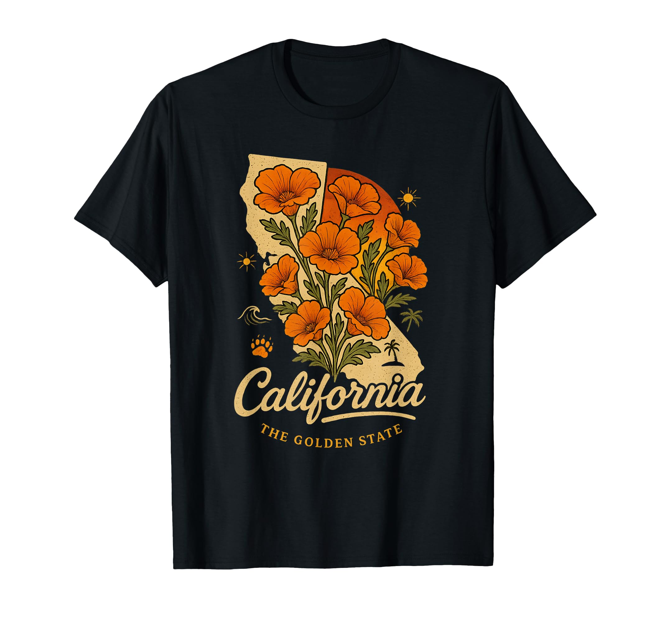 Photo 1 of California Poppy Flower Vintage The Golden State Retro T-Shirt