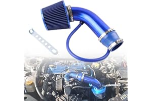 BAGARAATAN 3" Universal Car Cool Air Intake Kit Aluminum Automotive Filter Induction Flow Hose Pipe Kit (BLUE)
