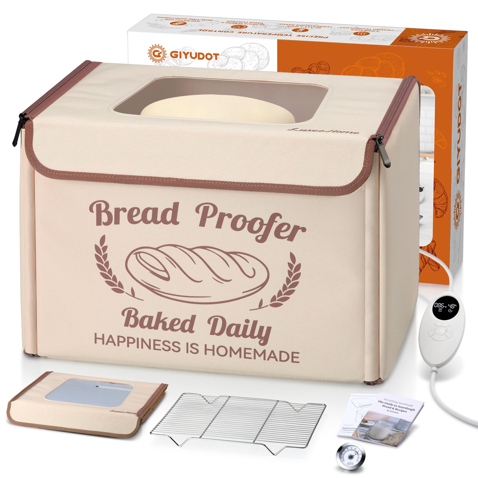 Photo 1 of GIYUDOT Folding Bread Proofing Box with 50-113? Temp Control & 48H Timer, Dough Proofer with Metal Rack, Humidor, Recipes, Ideal for Sourdough, Bread Baking, Pizza, Yogurt, Kombucha, Precise Control