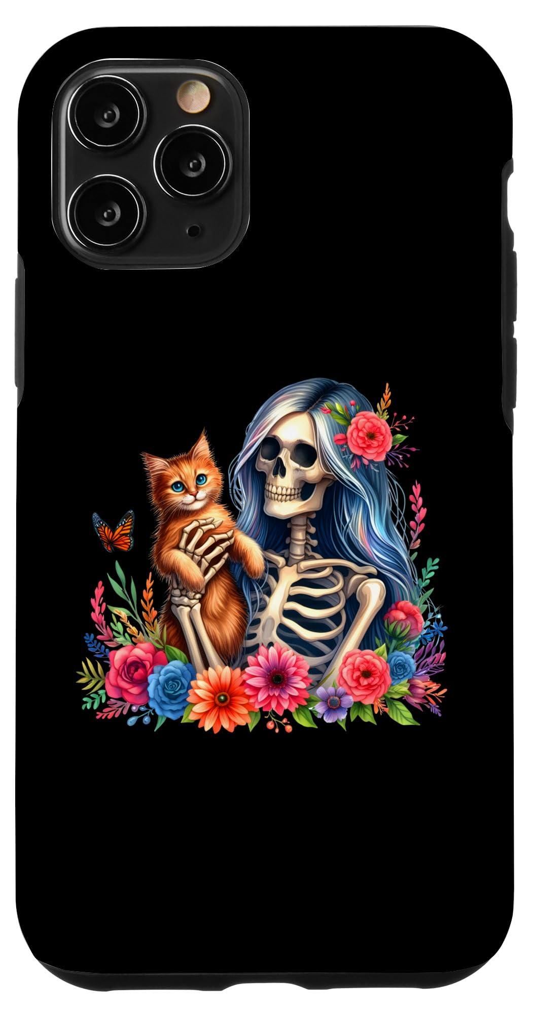 iPhone 11 Pro Female Skeleton And Cute Kitten Cat Lovers Halloween Vintage Case