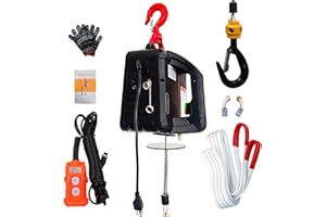 SENOTOYAR Electric Hoist Winch,1100lbs Electric Hoist 110 Volt 1500W Portable Electric Winch with Remote Control Wired/Manual,Chain Hoist Overload Protection 25ft Lifting Height for Towing&Pure Copper Motor