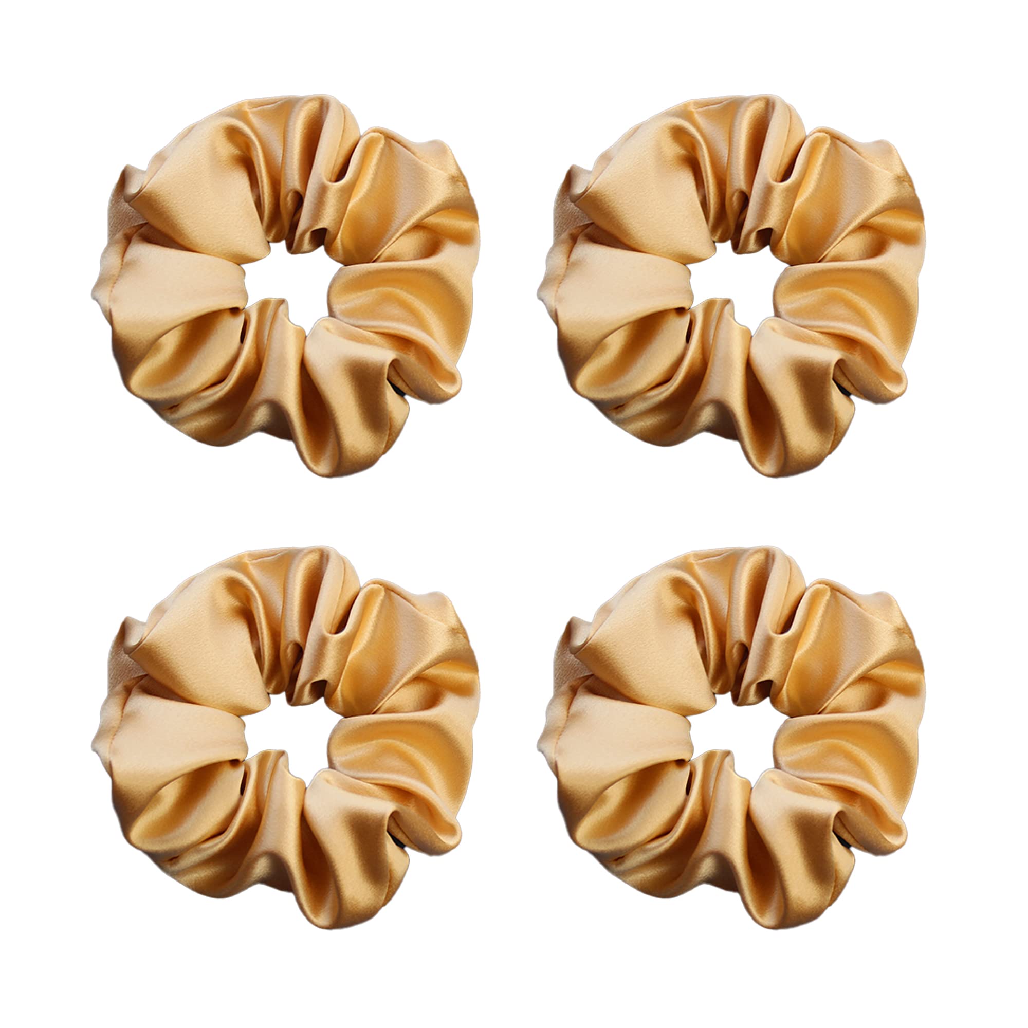 townssilk Silk Skinnie Hair Bobbles 100% Pure Mulberry Silk 22 Momme Hair Friendly Luxury Elastic scrunchies set of 4 gold