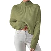 Libsorge Womens Cute Lightweight Turtleneck Ultra Cropped Sweaters Spring 2025 Ribbed Knit Crop Thin Pullover Sweater