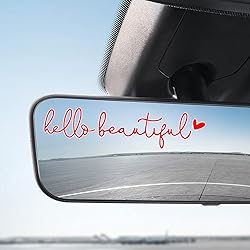 QBOONPT Hello Beautiful Car Decals, Car Rearview