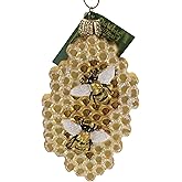 Old World Christmas Honeycomb Glass Blown Ornament for Christmas Tree, Handcrafted Holiday Decoration, Bee Collection