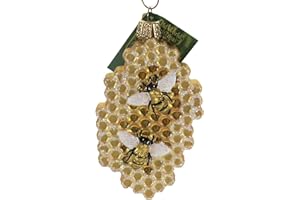 Old World Christmas Honeycomb Glass Blown Ornament for Christmas Tree, Handcrafted Holiday Decoration, Bee Collection