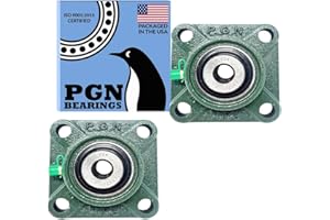 PGN UCF201-8 Pillow Block Bearing - Pack of 2 Square Flange Mounted Pillow Block Bearings - Chrome Steel Bearings with 1/2" B