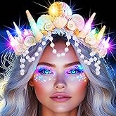 BARTOSI Mermaid Crown Light Up Seashell Headband Mermaid Hair Accessories for Women
