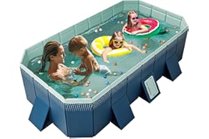 GENDLTHIJ Foldable Swimming Pool, Hard Plastic Shell Rectangular Foldable Pools Above Ground, Collapsible Swimming Pool for Backyard Outside(118in)