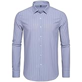 EOUOSS Mens Printed Dress Shirts 4-Way Stretch Long Sleeve Wrinkle Free Floral Casual Button Down Shirt