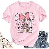 Magical Shirt for Women Castle Graphic Tee Magic Kingdom T Shirt Cute Holiday Vacation Shirt Short Sleeve Casual Tops